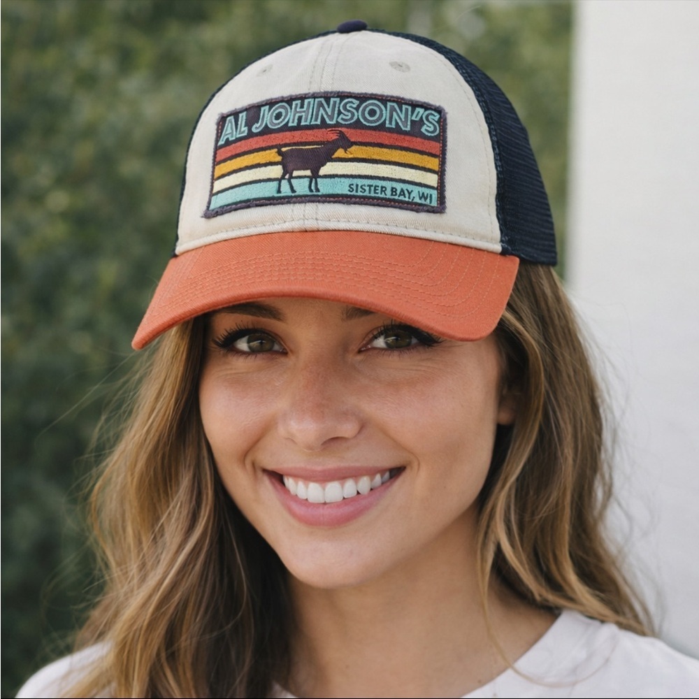 Al Johnson's Sister Bay Camp David Trucker Snapback Mesh Hat NWT‎